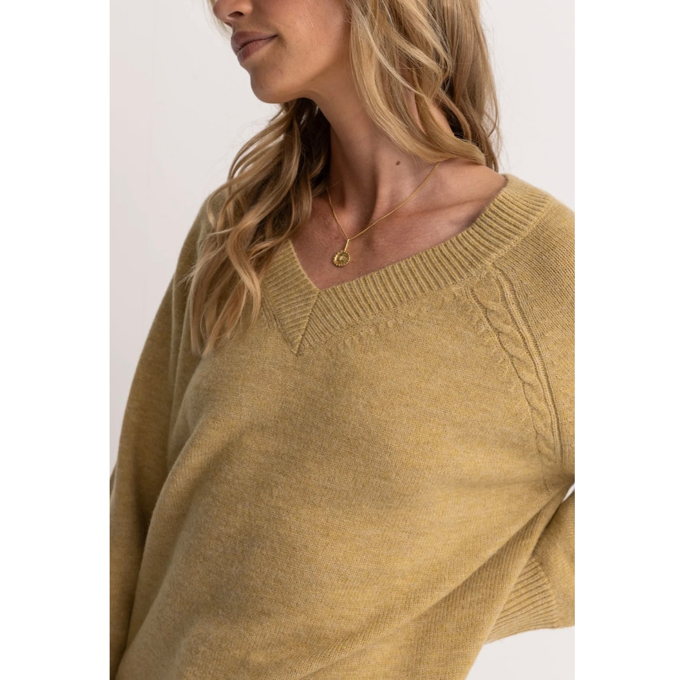 Rhythm | Moonstone Oversized V Neck Sweater | Moss