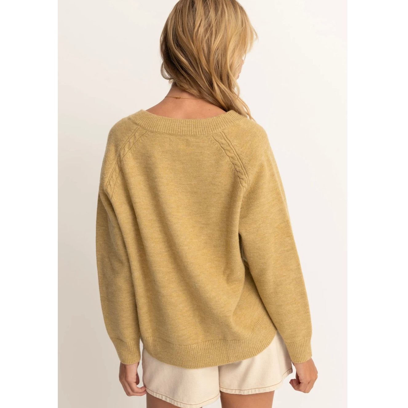 Rhythm | Moonstone Oversized V Neck Sweater | Moss