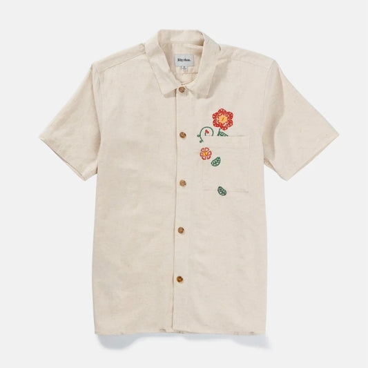 Rhythm | Flower Embroidery Ss Shirt | Natural