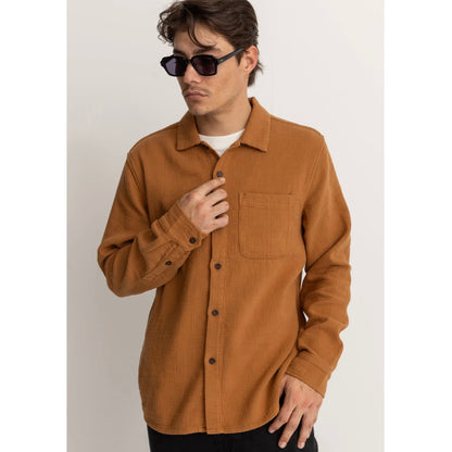 Rhythm | Textured Linen Ls Shirt | Tobacco