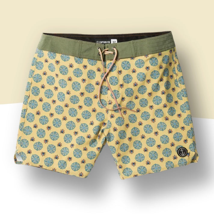 Captain Fin | Voyager Paisley Boardshort | Mineral Yellow