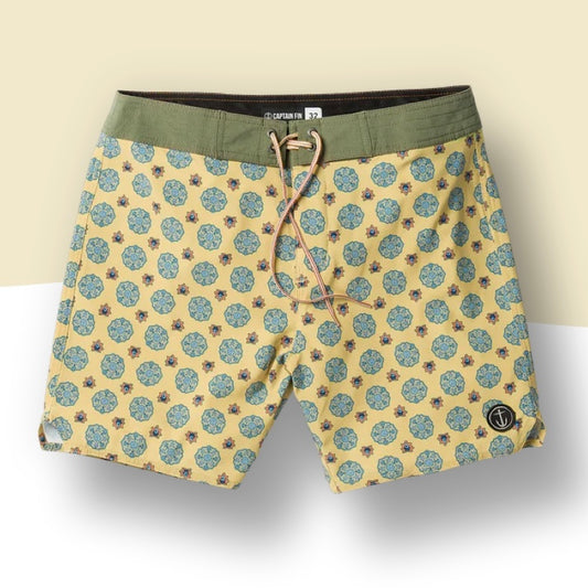 Captain Fin | Voyager Paisley Boardshort | Mineral Yellow