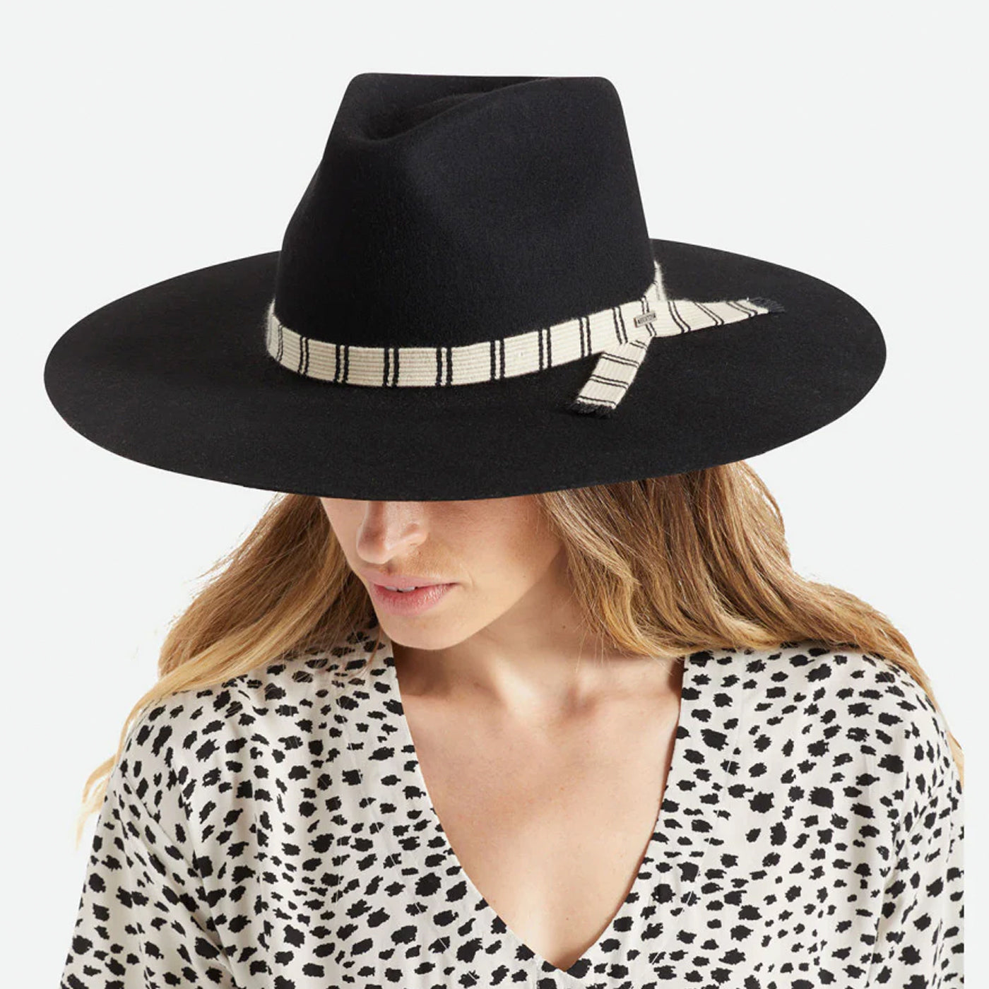 Brixton Leigh Felt Fedora Hat in Black Size Xs